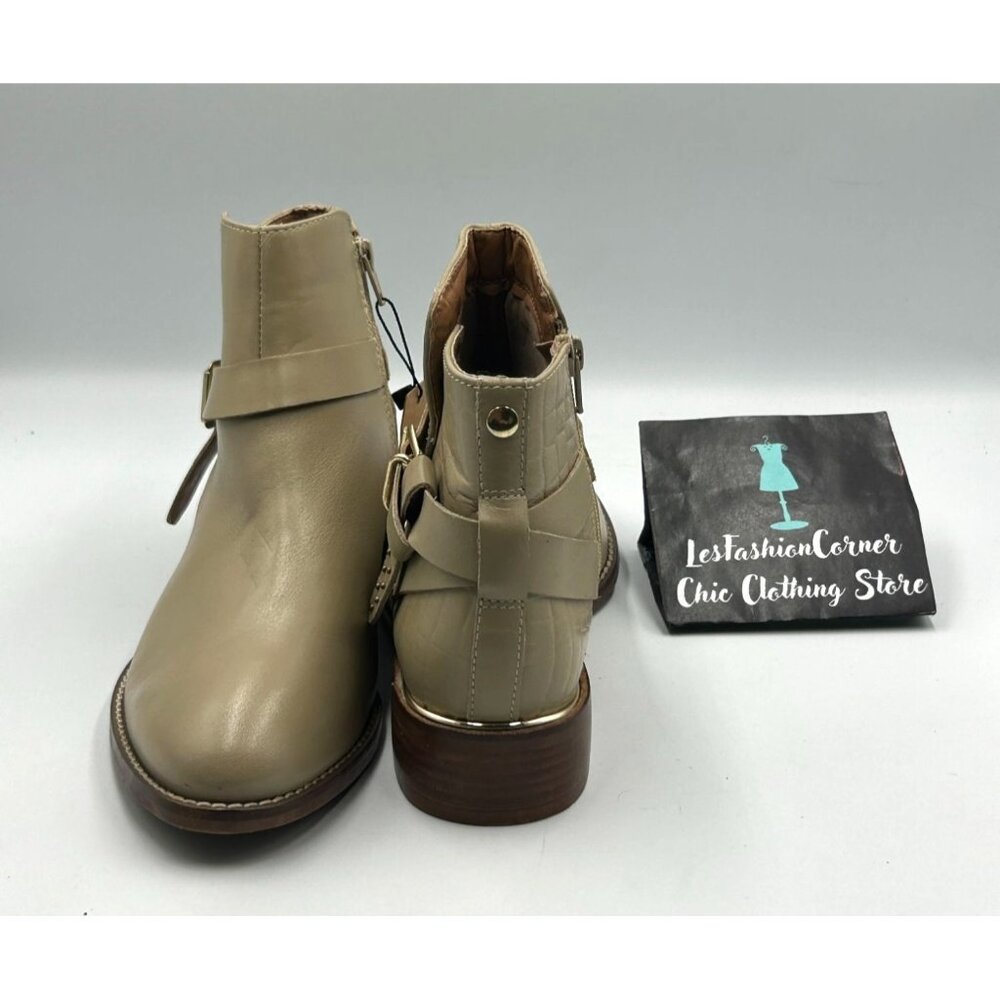 NWT Crevo Women's Beige Leather Strap Buckle Design Ankle Boots Size 8.5 2973 - Picture 13 of 16